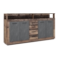 Cómoda RUNA 190x96x32 cm castanho escuro/antracite