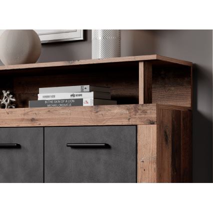 Cómoda RUNA 190x96x32 cm castanho escuro/antracite