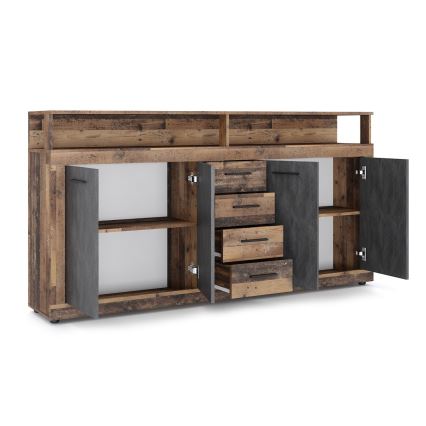 Cómoda RUNA 190x96x32 cm castanho escuro/antracite