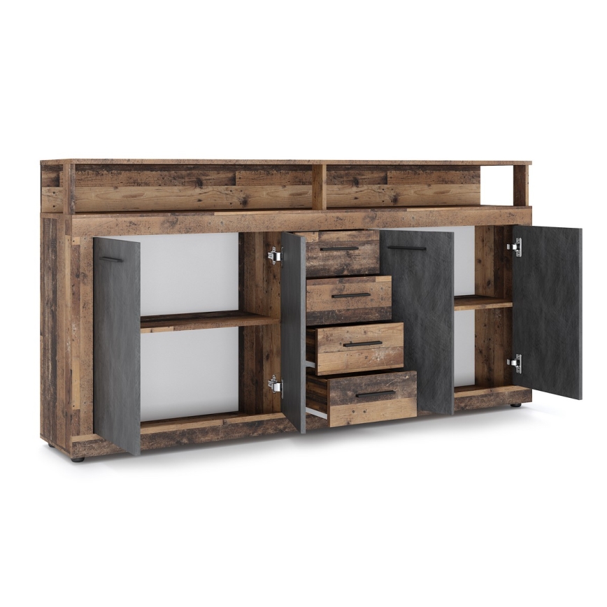 Cómoda RUNA 190x96x32 cm castanho escuro/antracite