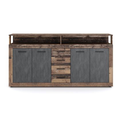 Cómoda RUNA 190x96x32 cm castanho escuro/antracite
