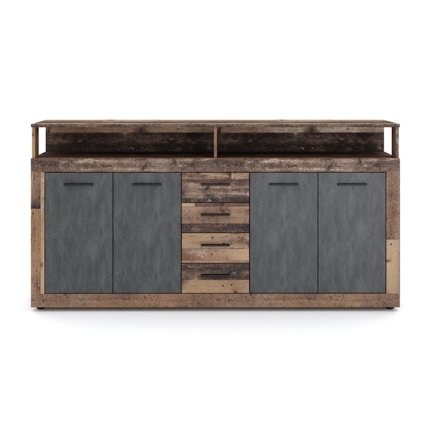 Cómoda RUNA 190x96x32 cm castanho escuro/antracite