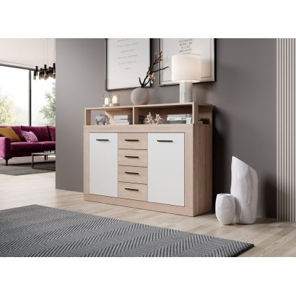 Cómoda RUNA Carvalho Sonoma/Branco