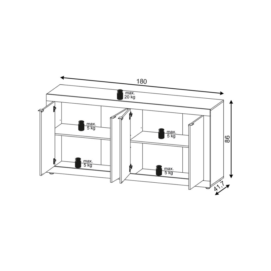 Cómoda RUNEA castanho claro/antracite