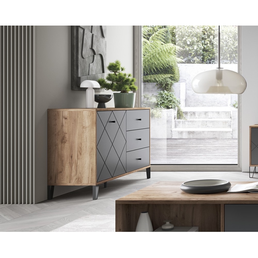 Cómoda SULA carvalho craft/preto