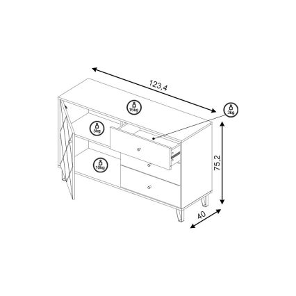 Cómoda SULA carvalho craft/preto