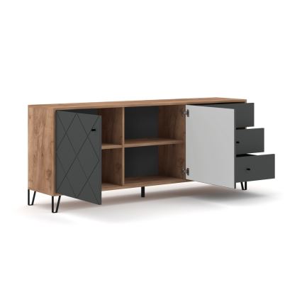 Cômoda SULA Carvalho Craft/Preto