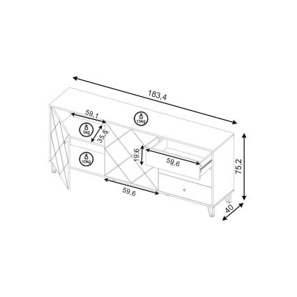 Cômoda SULA Carvalho Craft/Preto