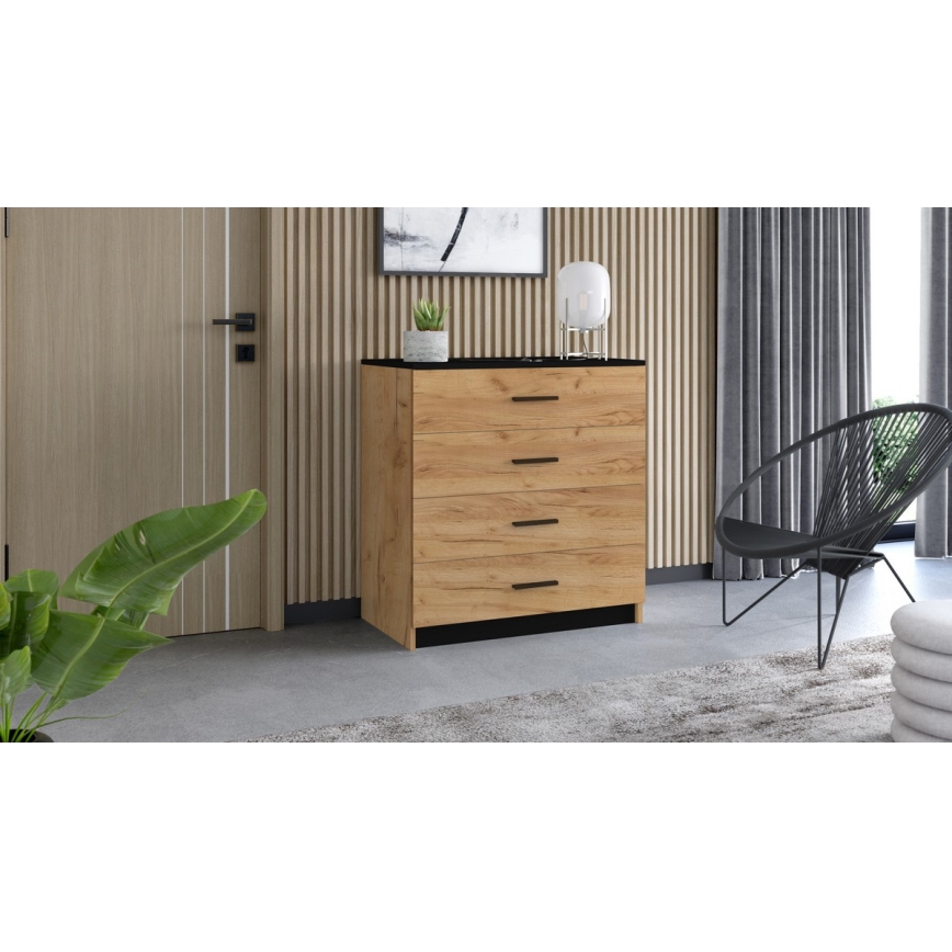 Cômoda TIMON carvalho craft/preto