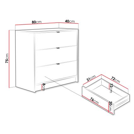 Cômoda TIRENO 75x80 cm bege