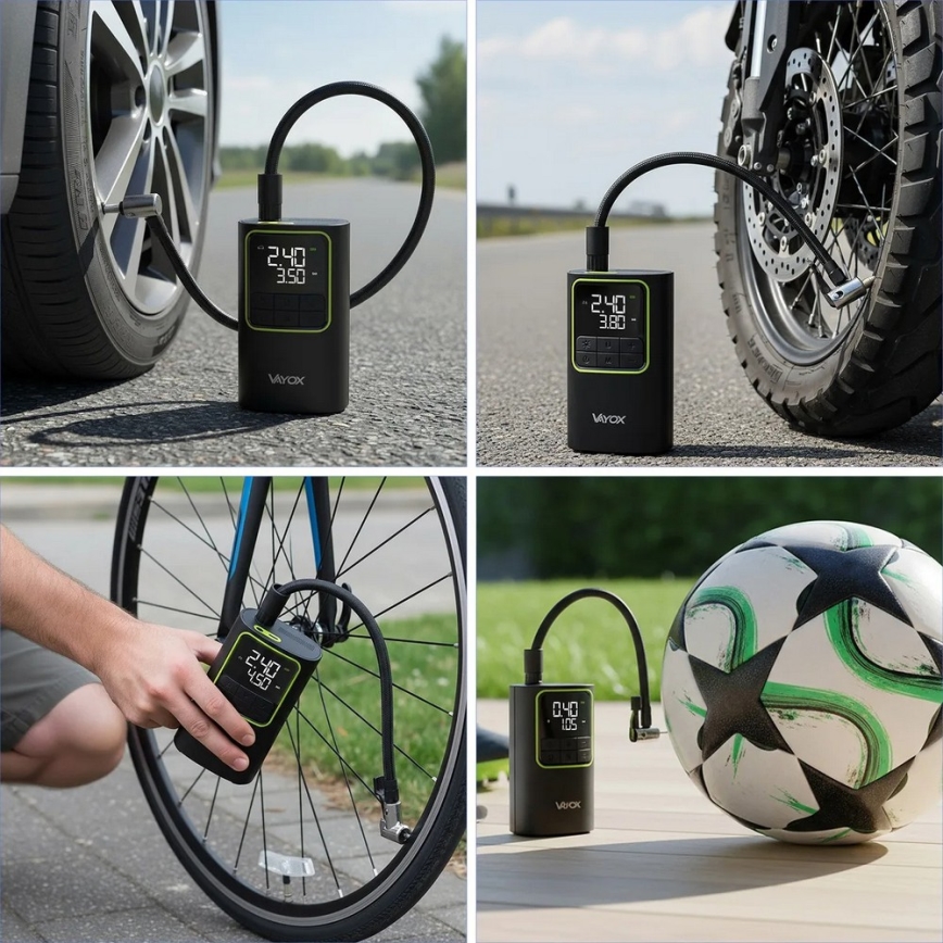 Compressor de ar digital de bolso 5 V 4000 mAh, preto