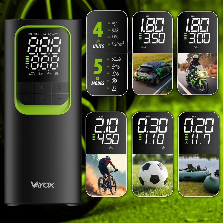 Compressor digital de bolso 5V 8000 mAh — preto