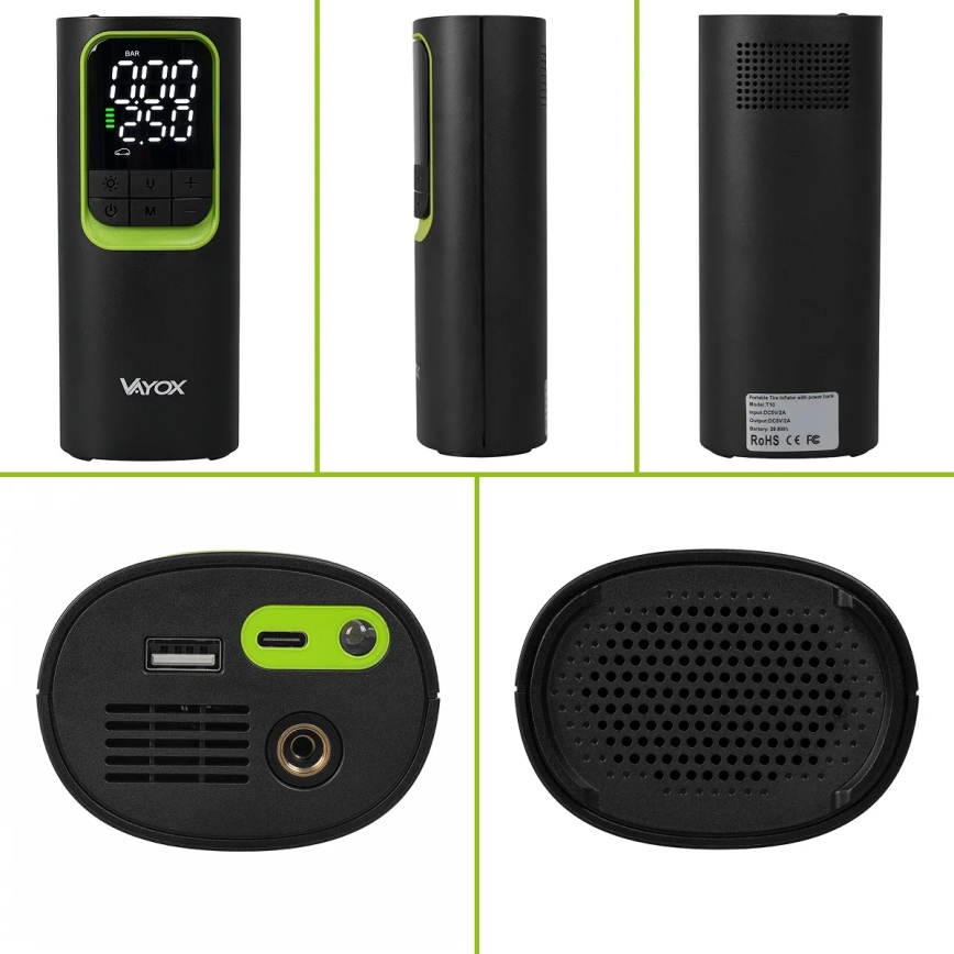 Compressor digital de bolso 5V 8000 mAh — preto