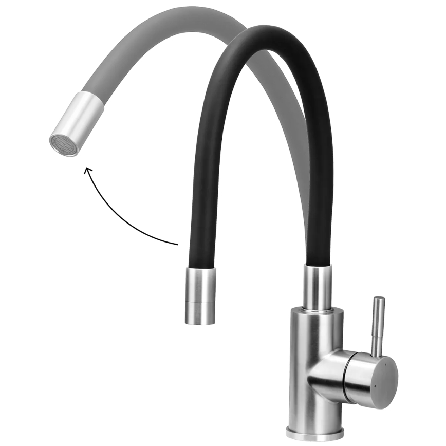 Concept BDC7138 - Torneira de cozinha com bica flexível, cromo brilhante/preto