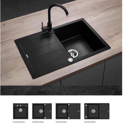 Concept BDG3334BC - Torneira de cozinha 33,5 cm granito/preto