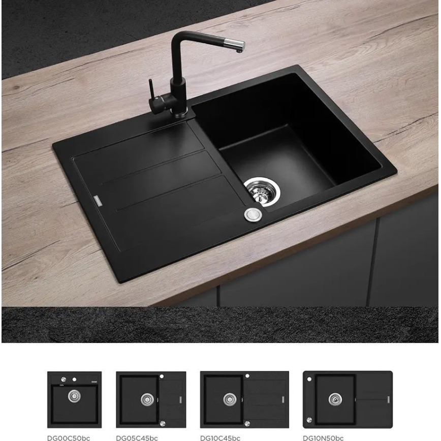 Concept BDG4327BC - Torneira de cozinha 27,3 cm granito/preto