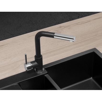 Concept BDG4527BC - Torneira para lava-loiças com duche extraível 26,9 cm granito/preto