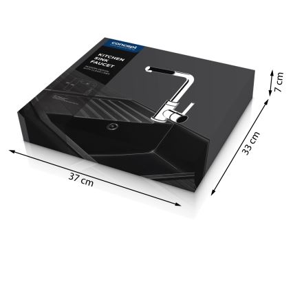 Concept BDG4527BC - Torneira para lava-loiças com duche extraível 26,9 cm granito/preto