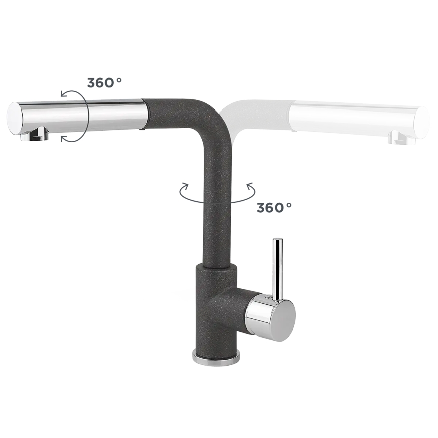 Concept BDG4527DG - Torneira de cozinha com bica extraível 26,9 cm, granito/cinzento escuro
