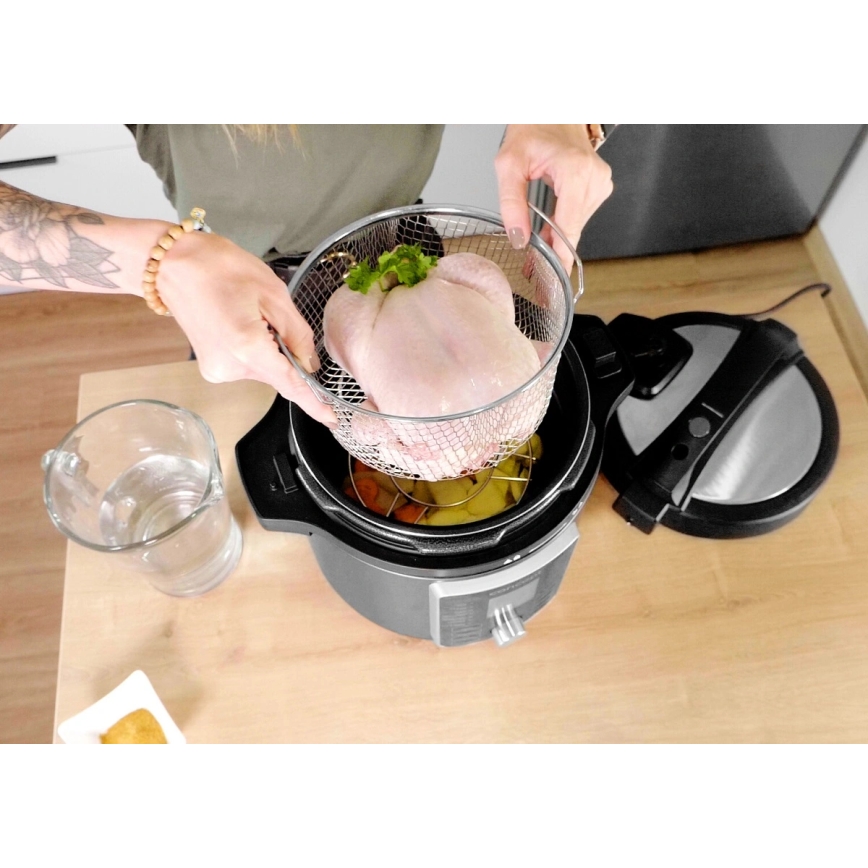 Concept CK8000 - Panela de pressão elétrica multifuncional e fritadeira de ar quente 5,6 l 11 em 1 1500 W/230 V preta