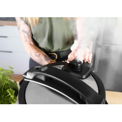 Concept CK8000 - Panela de pressão elétrica multifuncional e fritadeira de ar quente 5,6 l 11 em 1 1500 W/230 V preta