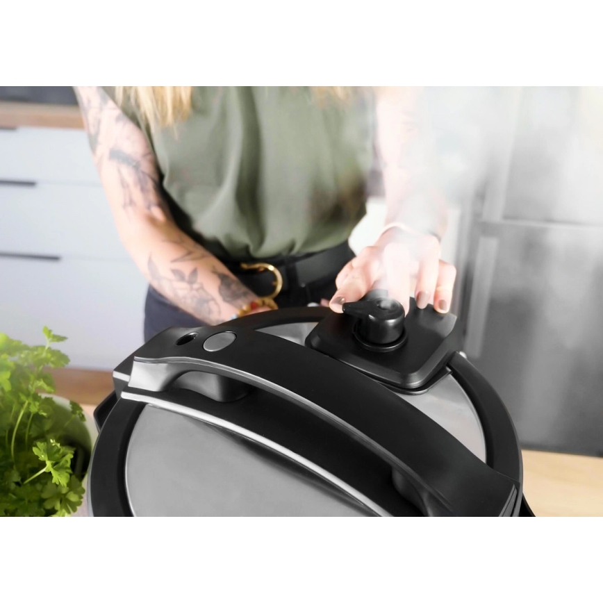 Concept CK8000 - Panela de pressão elétrica multifuncional e fritadeira de ar quente 5,6 l 11 em 1 1500 W/230 V preta