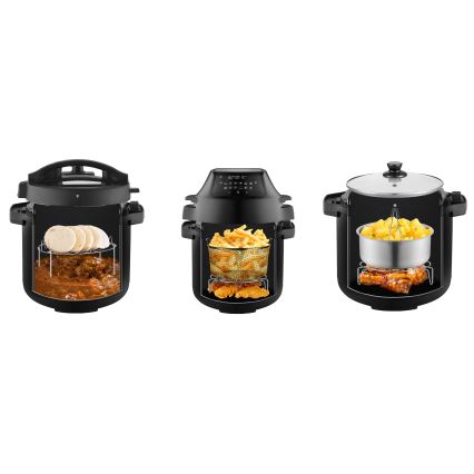 Concept CK8000 - Panela de pressão elétrica multifuncional e fritadeira de ar quente 5,6 l 11 em 1 1500 W/230 V preta
