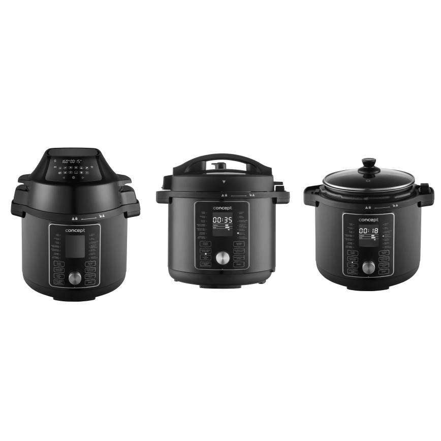 Concept CK8000 - Panela de pressão elétrica multifuncional e fritadeira de ar quente 5,6 l 11 em 1 1500 W/230 V preta