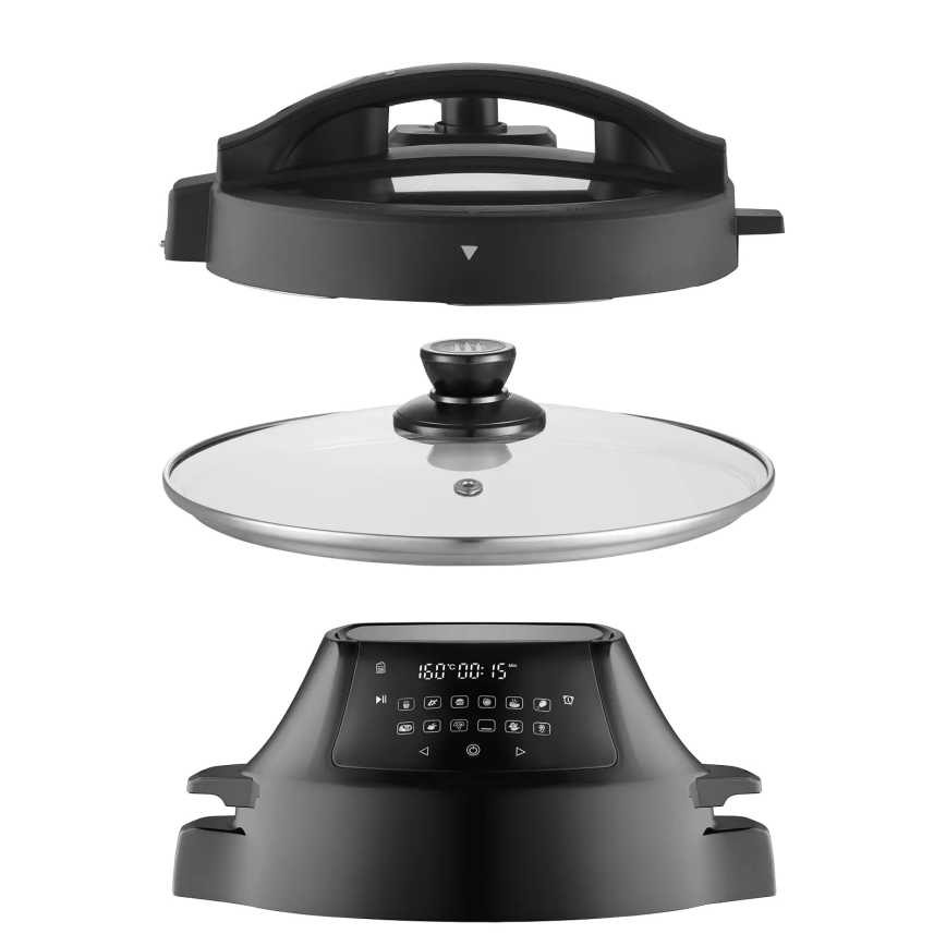 Concept CK8000 - Panela de pressão elétrica multifuncional e fritadeira de ar quente 5,6 l 11 em 1 1500 W/230 V preta