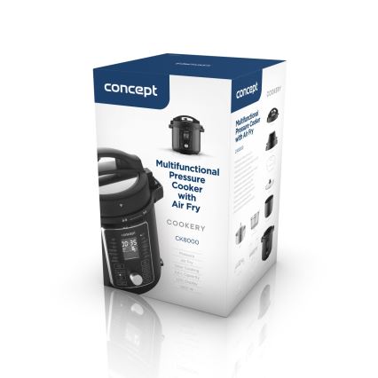 Concept CK8000 - Panela de pressão elétrica multifuncional e fritadeira de ar quente 5,6 l 11 em 1 1500 W/230 V preta