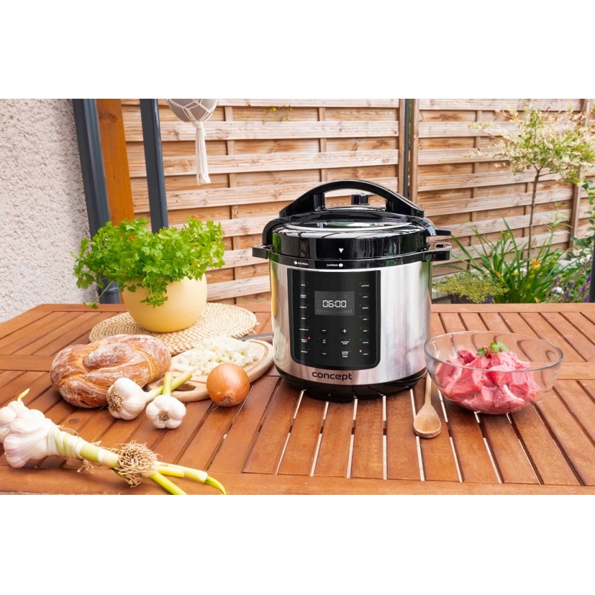 Concept CK8001 - Panela de pressão elétrica multifuncional 5,6 l 1000W/230V Wi-Fi em aço inoxidável