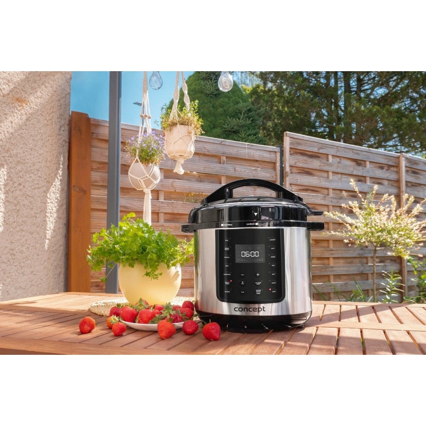 Concept CK8001 - Panela de pressão elétrica multifuncional 5,6 l 1000W/230V Wi-Fi em aço inoxidável