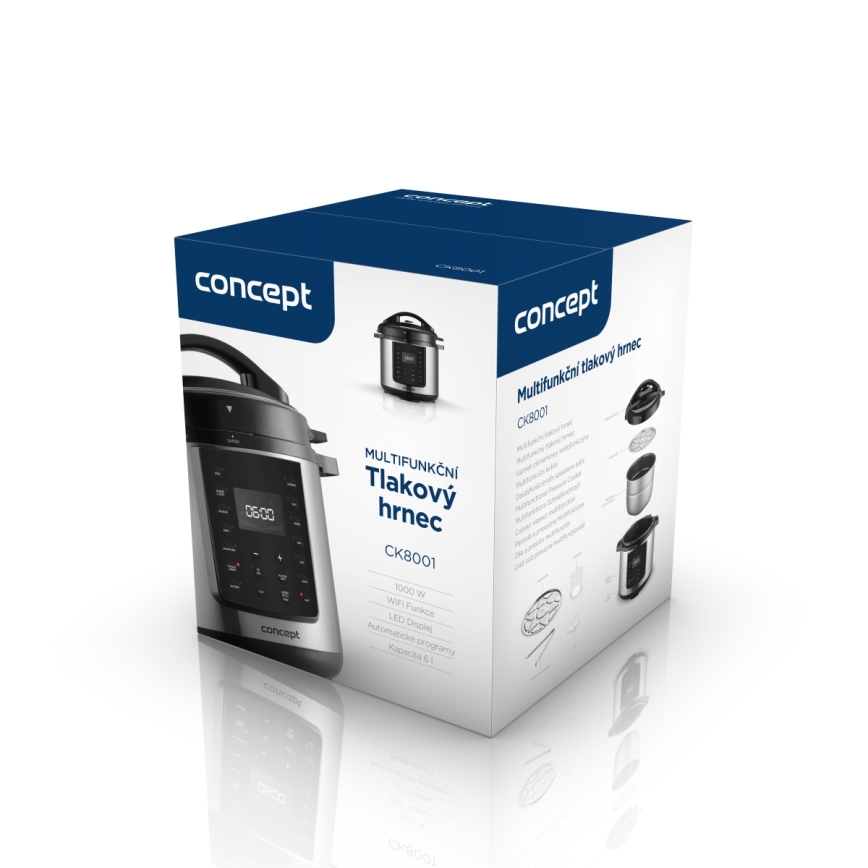 Concept CK8001 - Panela de pressão elétrica multifuncional 5,6 l 1000W/230V Wi-Fi em aço inoxidável