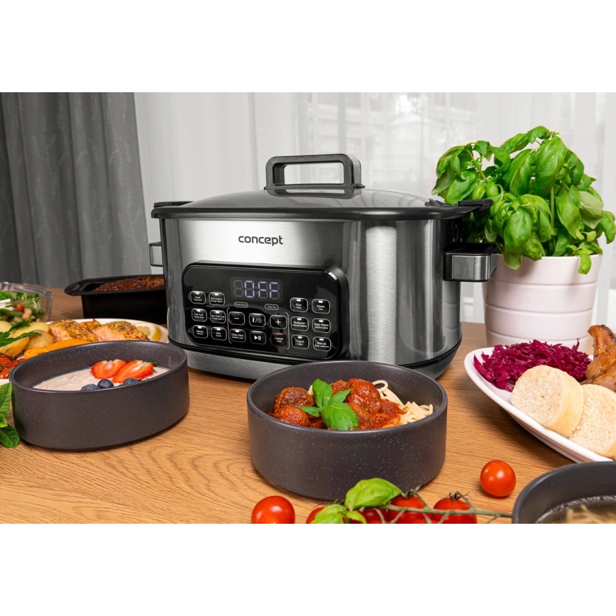 Concept CK9000 - Panela elétrica multifuncional 6 l 10 em 1 1250W/230V aço inoxidável