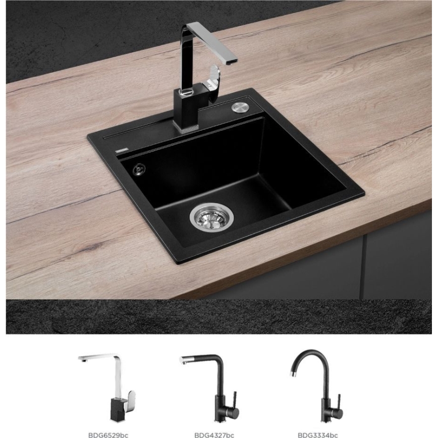 Concept DG00C50BC - Cuba de cozinha CUBIS 49x51 cm granito/preto