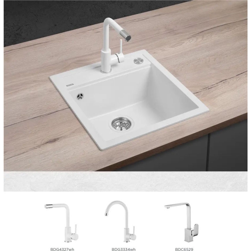 Concept DG00C50WH - Cuba de cozinha CUBIS 49x51 cm granito/branco