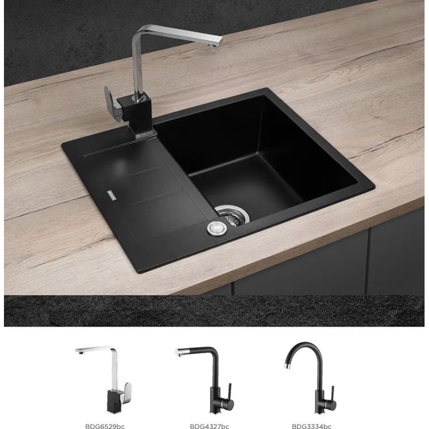 Concept DG05C45BC - Lava-loiça de cozinha CUBIS 50x62 cm granito/preto