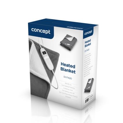Concept DV7420 - Manta elétrica 160W/230V 180x130 cm cinzenta/branca