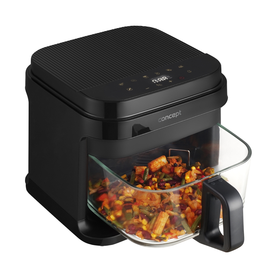 Concept FR5500 - Fritadeira de ar quente GLASS & FAST 5,5 l 1200W/230V preto