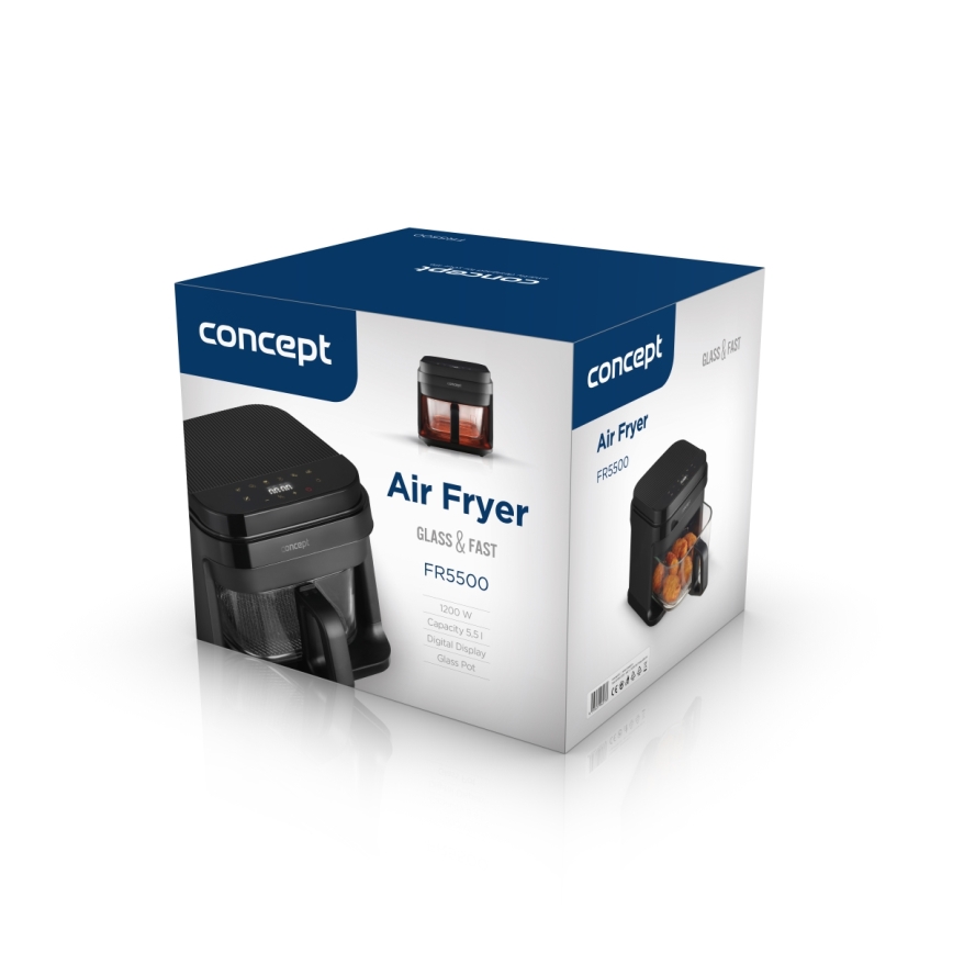 Concept FR5500 - Fritadeira de ar quente GLASS & FAST 5,5 l 1200W/230V preto