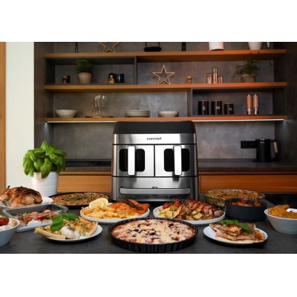 Concept FR9000 - Fritadeira a ar quente PIZZA TRIO 18,5 l 2700W/230V inox/preto