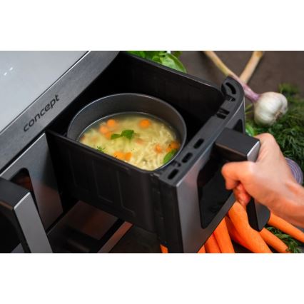 Concept FR9000 - Fritadeira a ar quente PIZZA TRIO 18,5 l 2700W/230V inox/preto