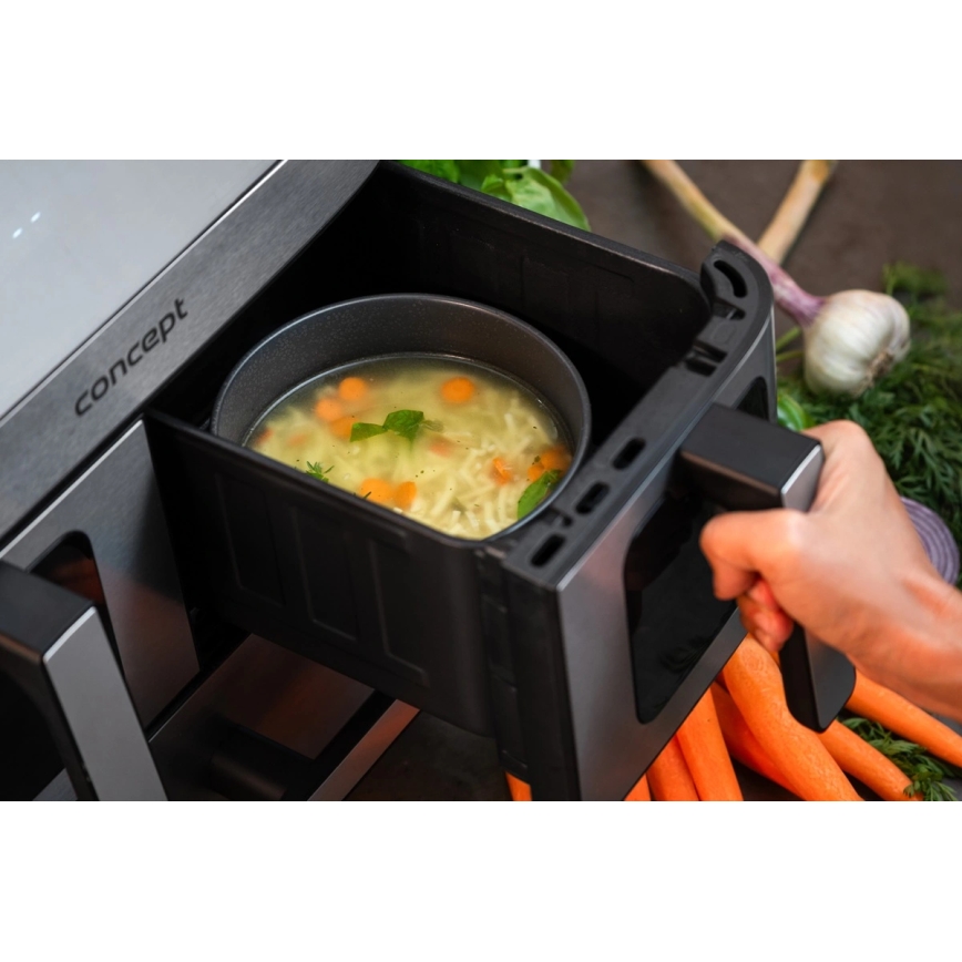 Concept FR9000 - Fritadeira a ar quente PIZZA TRIO 18,5 l 2700W/230V inox/preto