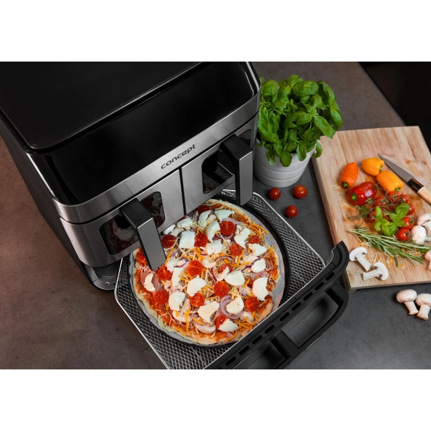 Concept FR9000 - Fritadeira a ar quente PIZZA TRIO 18,5 l 2700W/230V inox/preto
