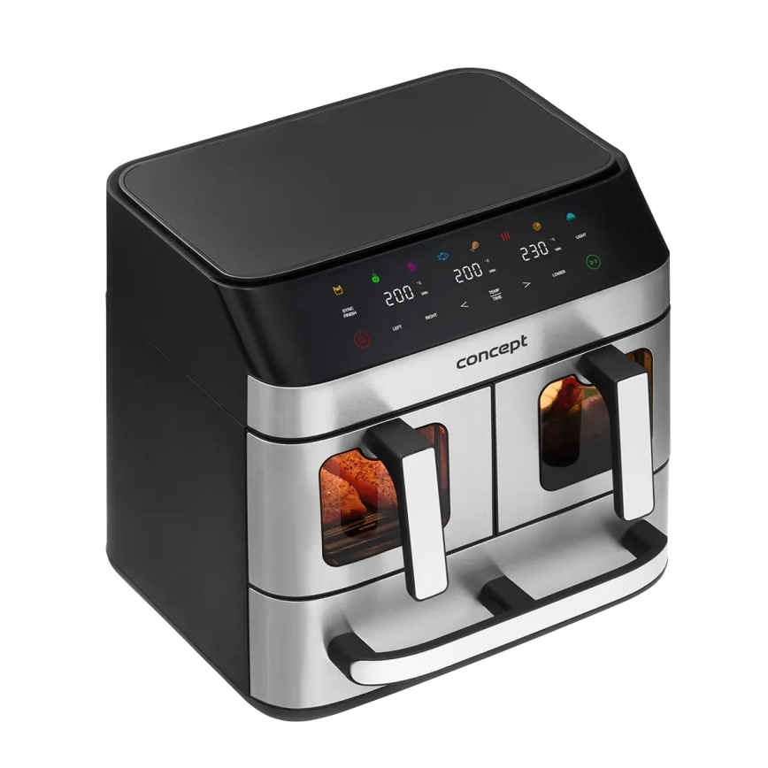 Concept FR9000 - Fritadeira a ar quente PIZZA TRIO 18,5 l 2700W/230V inox/preto