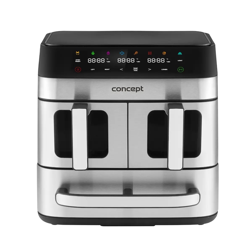 Concept FR9000 - Fritadeira a ar quente PIZZA TRIO 18,5 l 2700W/230V inox/preto