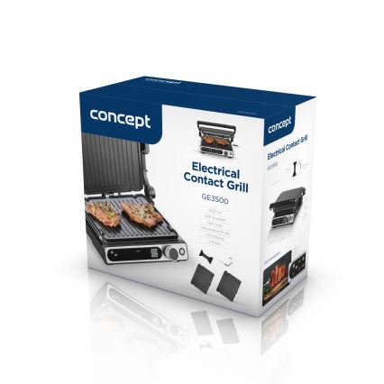 Concept ge3500 - Grelhador de contacto com sonda de temperatura 2000W/230V preto
