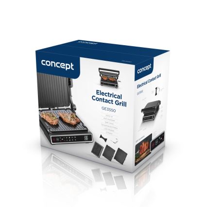 Concept ge3550 - Grelhador de contacto com sonda de temperatura 2000W/230V preto