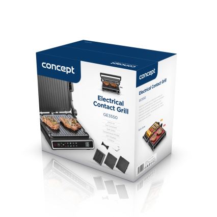 Concept ge3550 - Grelhador de contacto com sonda de temperatura 2000W/230V preto