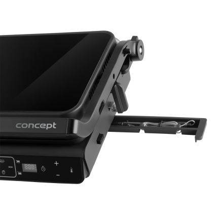 Concept ge3600 - Grelhador de contacto com sonda de temperatura GLASS 2000W/230V preto